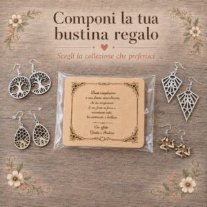 Orecchini in Legno con Biglietto di Auguri Personalizzato